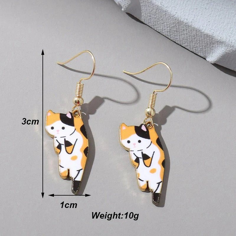 1 Pair Cute Kitten Drop Hook Earrings