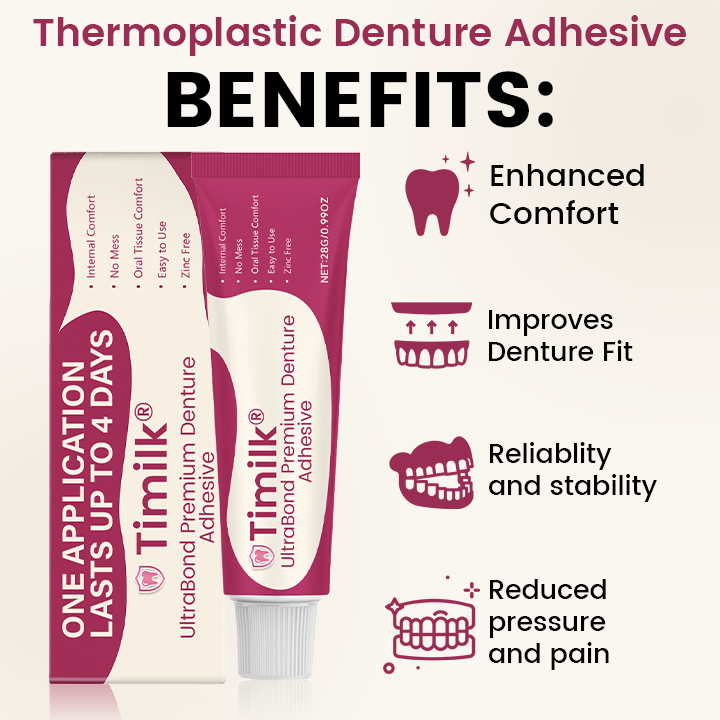 🔥Timilk® UltraBond Premium Denture Adhesive 🔥 FDA Certified (Clinically Proven 4-Day Hold for Secure, Comfortable & Zinc-Free Denture Fit 🦷)