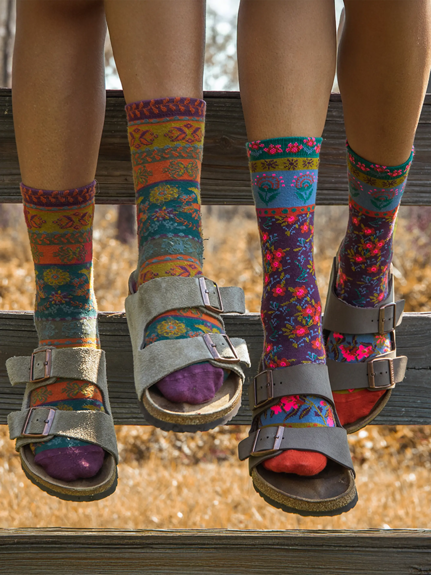 Boxed Boho Sock Set, Set of 3 - Plum Floral