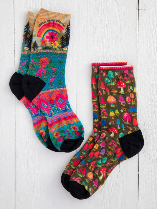 Printed Weekend Sock Set, Set of 2 - Grateful