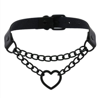 Black Heart Chain Choker