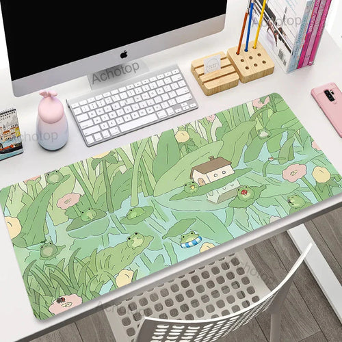 Frog Pond Aesthetic Large Gaming Desk Mat Mousepad S-XXL