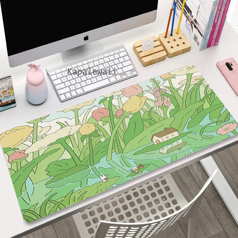 Tulip Pond Aesthetic Large Gaming Deskpad Mousepad S-XXL